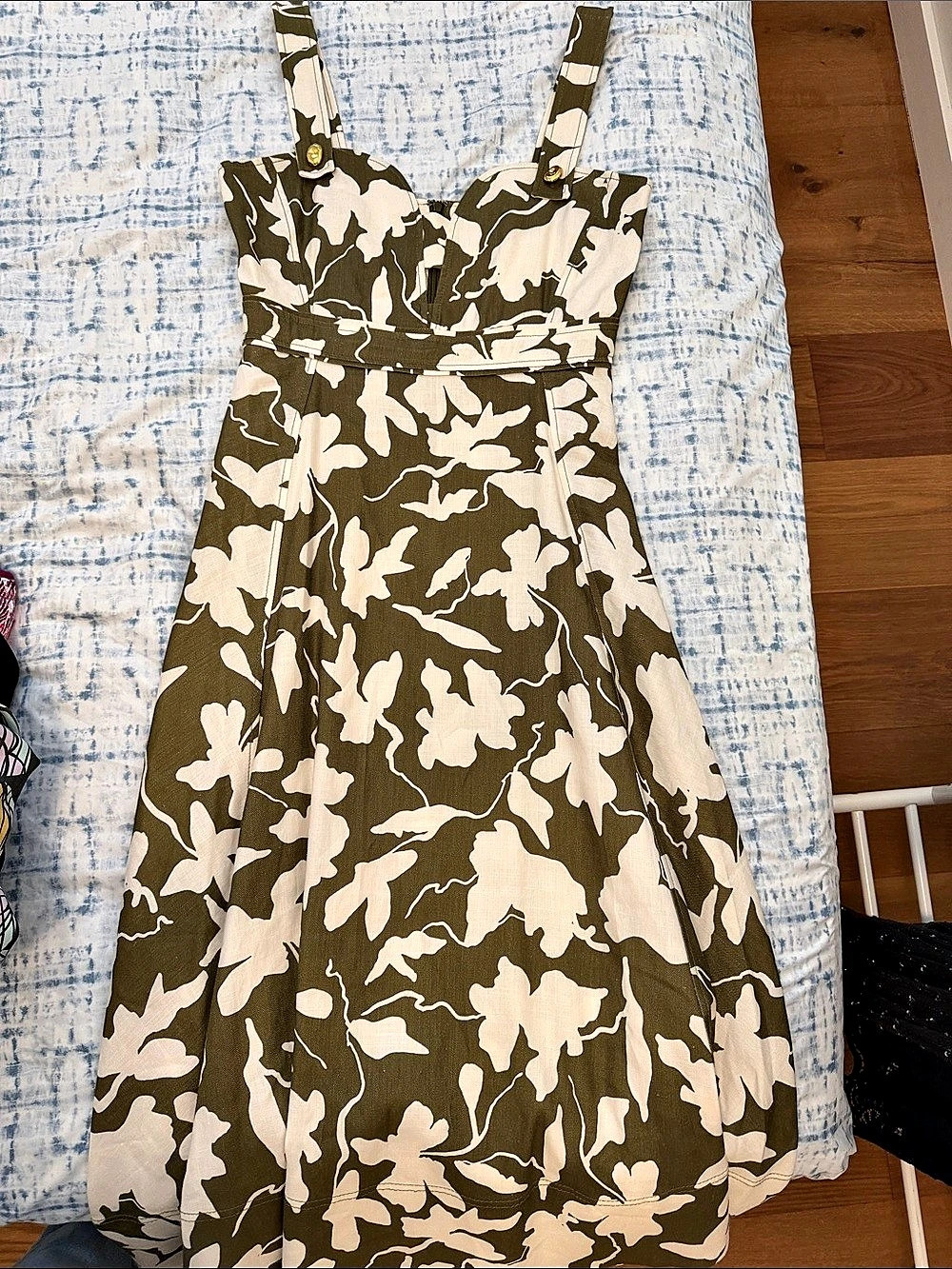 Tanya Taylor Solene Dress Floral Maxi Green & Cream Size 4